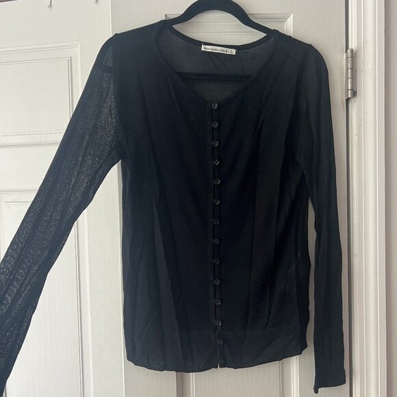 Abercrombie Sheer Slash Cardigan - L - Black - Picture 2 of 5